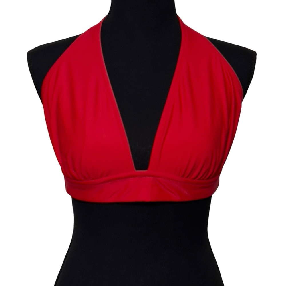 J.Crew Halter‎ Tie Back Bikini Top Size Medium Vintage Red Swim Suit BY633 NEW - Picture 4 of 9
